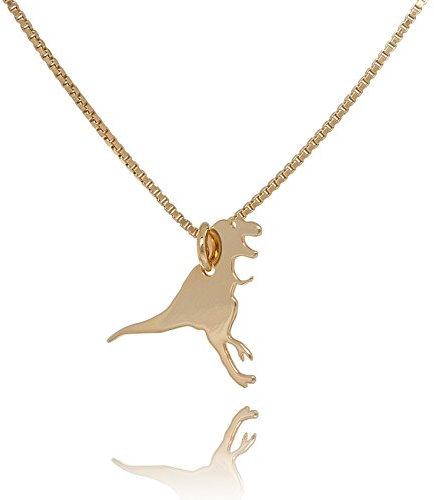 Malaika Raiss Halskette Damen Dinosaurier Anhänger feine Venezianerkette Kette Lachend Dinolove Laugh Smile 24 Karat Vergoldet Hochglanz - 3111A-TRSM