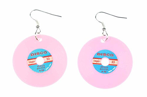Miniblings Schallplatten Ohrringe LP Vinyl DJ Musik Plattenohrringe XL rosa - Handmade Modeschmuck I Ohrhänger Ohrschmuck versilbert