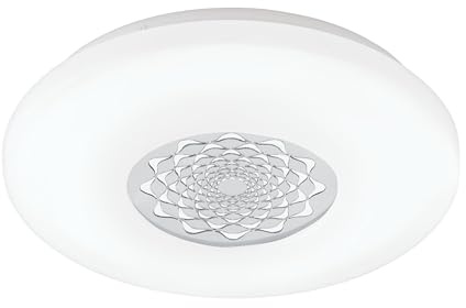 EGLO LED Deckenlampe Capasso 1, 1 flammige Deckenleuchte | Wandlampe mit Muster, Material: Stahl und Kunststoff, Farbe: Chrom, weiß, Ø: 34 cm