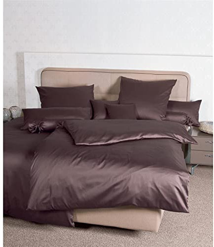 Janine Mako Satin Bettwäsche Uni Colors 240 x 220 cm Schoko