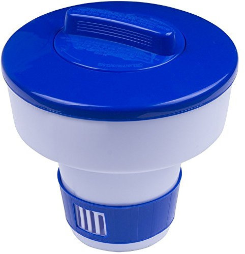 Dispensador de Cloro Piscina Flotante - Dosificador Ajustable, Mediano para Piscina. Capacidad para Pastillas de 200 g. Flotador para Piscinas, Spas y Jacuzzis. Fabricado en España