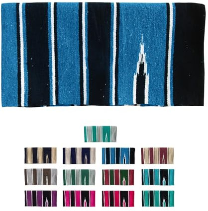 NETPROSHOP Navajo Westerndecke Baumwolle Sattelunterlage Satteldecke, Farbe:Blau/Schwarz