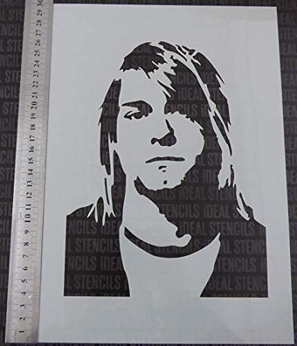 Kurt Cobain Schablone A4 Größe Wohndeko Kunst Handwerk Malerei Schablone für Wände, T-Shirts, Möbel Etc.