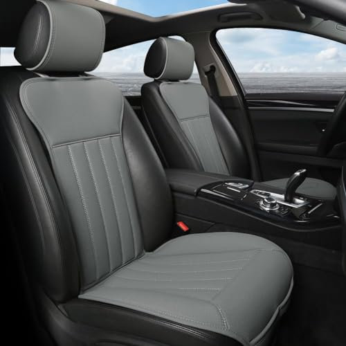 Black Panther Sitzauflage Auto, Autositzbezüge Vordersitze Vier Jahreszeit Universal Anti-Rutsch Sitzauflagen Auto Fahrersitz mit Rückenlehne(2PCS,Grau)