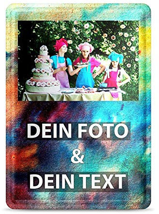 Tassendruck Blech-Schild mit Foto und Text selbst gestalten/Personalisierbar mit eigenem Bild als Metall-Poster / A6 (10x15cm) im Hochformat/Abstrakt 10