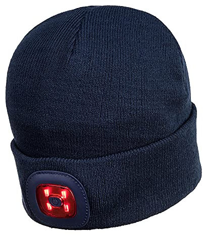 Portwest Beanie mit wiederaufladbaren LED - Leuchten vorn und hinten, Größe: Einheitsgröße, Farbe: Marine, B028NAR