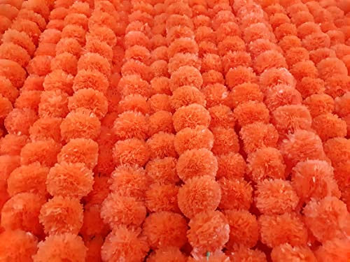 DECORATION CRAFT 5 Stück künstliche dunkelorange RingelblumenGirlanden 152 cm lang für Partys indische Hochzeiten indische Themendekorationen Heimdekoration FotoRequisite Diwali indisches Festival
