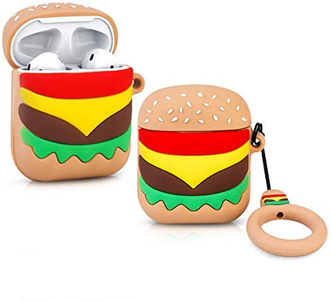 LEWOTE - Custodia Protettiva in Silicone per Airpods Apple 1 e 2 [Serie di Frutta e Cibo] (Hamburger)