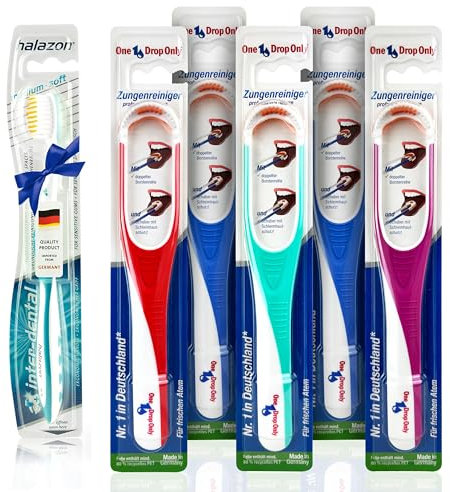 One Drop Only Zungenreiniger 5er Pack – Deutschlands meistverkaufter Zungenschaber, Zungenbürste, Tongue Scraper gegen Mundgeruch, effektive Zungenreinigung, 1 GRATIS Zahnbürste zum Testen