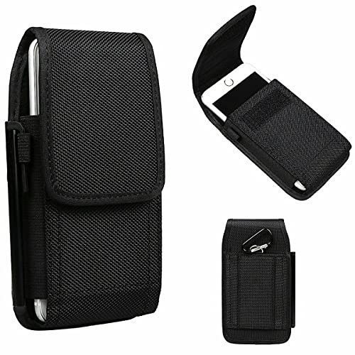 KNEKT Heavy Duty Rugged Nylon Belt Pouch Cell Phone Holster Case with Belt Clip and Hook for up to 6.1'' Phone, Fit with iPhone 14/14pro 13/13pro 12/12Pro 11/11Pro XR/X/XS 7+/8+ 7/8 Samsung S21/S22