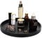 Shinowa Rundes Tablett, Harz Marmor Tablett Badezimmer Dekoratives Tablett Make Up Kosmetik Organizer, Aufbewahrungstablett für Wohnzimmer Schreibtisch Küche Badezimmer, Matt Schwarz