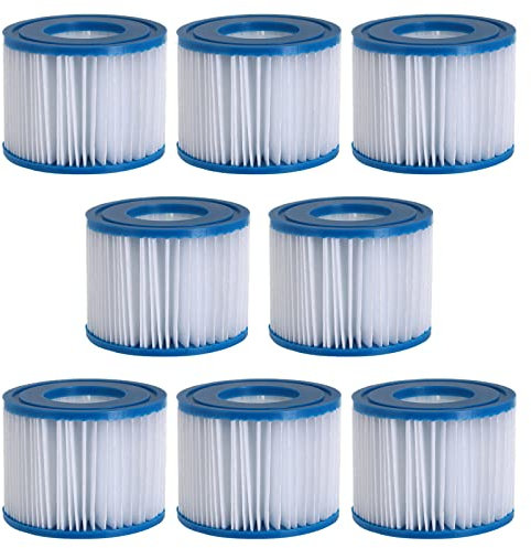 Qpro Replacement Hot Tub Filter – Compatible With Bestway Filter Cartridge VI for Swimming Pool, and made to fit All Lay-Z-Spa Models - Hawaii, Miami, Paris, Vegas, Monaco, Palm Springs, x 8 Filters