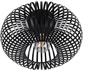meineWunschleuchte Deckenleuchte mit Metall Gitter Lampenschirm in Schwarz matt Ø 30cm