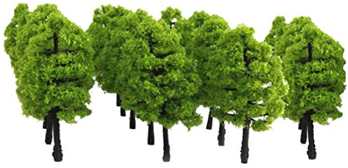 DierCosy Mini-Baum, 20 stücke 1: 100 Künstliche Baummodelle Mini-Modellbäume Miniatur-Anlage hellgrün