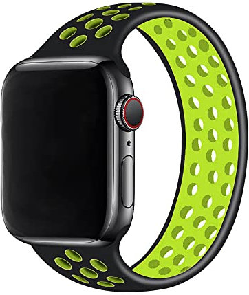 Cinturino in Silicone Compatibile con Cinturino Apple Watch 42mm 44mm 45mm 49mm, Cinturino Sportivo Elastico Traspirante per iWatch Series 8 7 6 5 4 3 2 1 SE Ultra(Verde Nero,S)