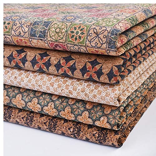 ZHJBD Natürlicher Korkgewebe Echtes Kork-Leder Weich Gedruckt Leichter Stoff Für Craft Decor Zubehör Tasche 137x100cm(Color:9#)