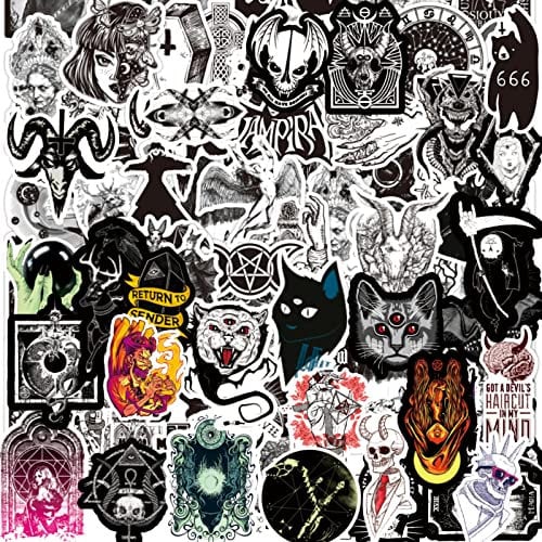 Pack of 100 Horror Stickers, Gothic Thriller Horror Film Killer Rolls Character Stickers for Water Bottle, Laptop, Guitar, Vinyl Waterproof Cool Graffiti Decals Pack for Teenagers Adults