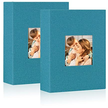 Lanpn Album Fotografico 13x18 100 con Tasche 2 Confezioni, Biancheria Album Foto Portafoto Verticale Tascabile Tasca (Verde acqua)