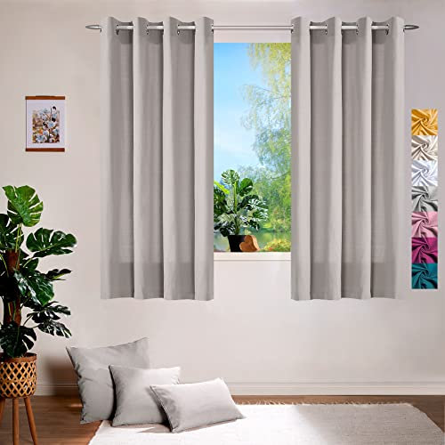 heimtexland ® Deko Vorhang Baumwolle Dekoschal Blickdicht Einfarbig Ösenschal Gardine Typ849 Grau HxB 160x140 cm
