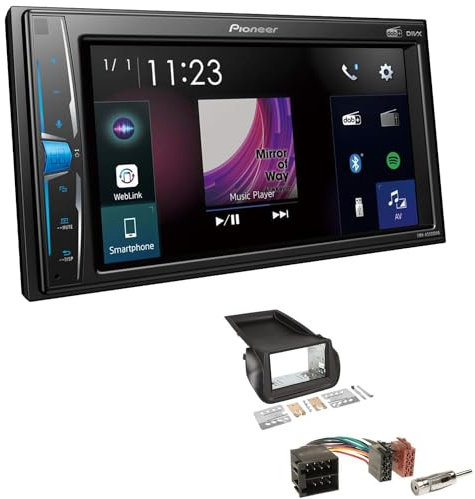 Pioneer DMH-A3300DAB 2-DIN Autoradio kompatibel mit Bluetooth Digitalradio DAB+ WebLink Spotify USB passend für FIAT Qubo ab 2008 schwarz