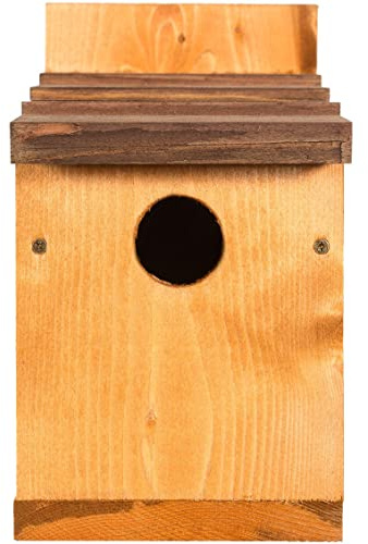 Happy Beaks Classic Garden Bird Nesting Box with Shingle Roof Traditional Redwood Wooden Bird House 30mm Hole ideal for Smaller Birds (Classic Bird Box x1)