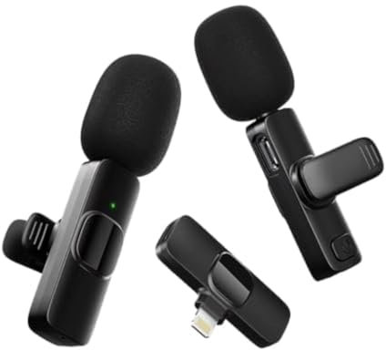Dual Professional Wireless Lavalier Lapel Microphone for iPhone, iPad, Mini Video Recording Mic for Interview Video Podcast Vlog YouTube & Livestream, Noise Reduction, Plug & Play