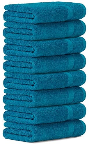 Luckytowel Handtücher Set 50x100 cm groß aus 100% Baumwolle, Handtuch Set mit 600g/m² Oeko-Tex Frottee Handtuchset als 8er Pack in Türkis