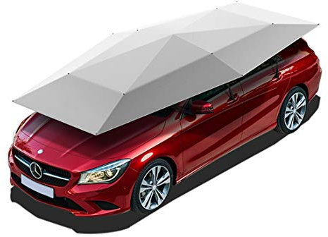 Semi-Automatic Carport Car Tent Semi Automatic, Portable Folded Universal Car Umbrella Cover Carport with Sun Shade Anti Uv, Water Proof, Snow Wind Proof Outdoor Camping Tent 4.8M 189Inch