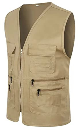 Jiabing Herren Outdoor Weste Freizeit Schnelltrocknende Anglerweste mit Vielen Taschen Sommer Ärmellos Jacke Leicht Fotografie Sport Weste Camping Jagd Wandern Multifunktionsweste