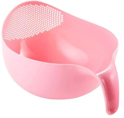 QmjdDymx Rice Wash Sieve, Plastic Rice Washer Strainer Bowl, Multipurpose Fruit Food Colander Kitchen Small Colander With Handles for Fruit and Vegetable Wash (Pink)