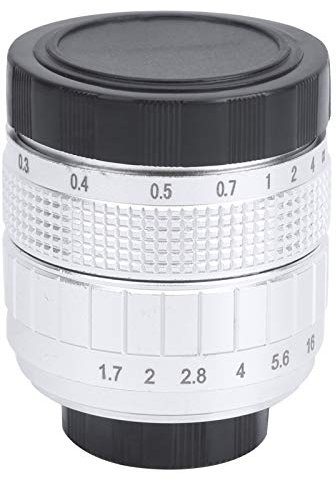 Obiettivo con Messa a Fuoco Fissa con Attacco C da 35 Mm F1.7 per Accessorio per Fotocamera Mirrorless per Film TV e Televisione (SILVER)