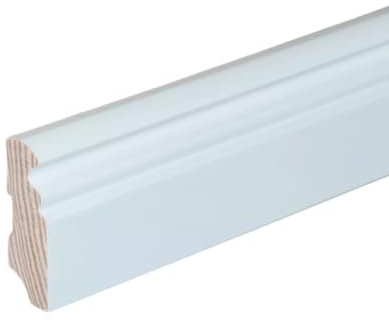 HORI® Sockelleiste - Weiß folierte Fußbodenleiste aus MDF oder Massivholz I verschiedene Maße und Profile I Modernes Design für Laminat, Parkett, Vinyl und mehr Massiv Hamburger I 58.00