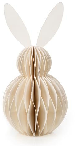 Osterhasen-Dekoration: Hasen-Osterdeko aus Papier, Osterhase Deko-Figur, Hase für Tisch & Ostergesteck, Dekohasen Ostern, Frühlingsdeko Indoor, Beige, Osterdekoration Modern, Honeycomb-Figuren, 20 cm