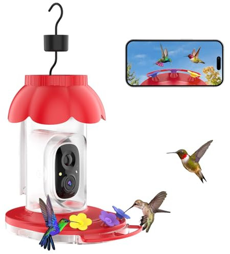 Gyozol Kolibri-Futterstation mit Kamera, Rot