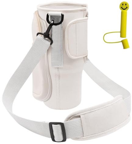 IXYHKB Water Bottle Pouch Bag, Water Bottle Carrier Cover Bag for 40 Oz Tumbler, Water Bottle Carrier Bag with Straw Cover, Bottle Pouch Holder with Adjustable Shoulder Hand Strap for Hiking Camping