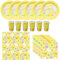 Easter Party Tableware - 25 Pcs Party Tableware Set - 6 Easter Bunny Paper Plates, 6 Paper Cup, 12 Napkins and 1 Table Cover Party Set - Easter Party Table Set - Kids' Party Tableware (Yellow)