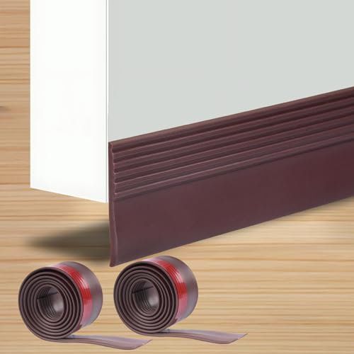 HKDZ Draft Excluder for Doors, 2 Pack, Brown, Faux Leather, Up to 35mm Gap, 5cm L x 5cm W x 4cm T