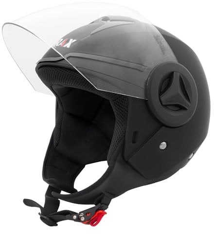 Zorax ZOR-603 Matt Black M (57-58cm) Open Face Helmet Single Visor Motorcycle Motorbike Crash Helmet ECE2206
