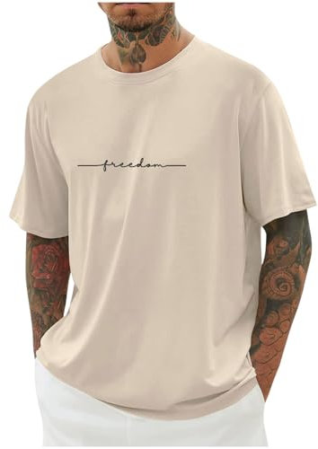 T-Shirts für Herren Oversized Sommer Tshirt Los Loose Fit T Shirt Lang Tops Männer Casual Mode Motiv Bekleidung Junge Basic Tee Shirts Vintage Streetwear Baumwolle Sportshirt S - 5XL