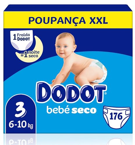 Dodot Baby-Windeln, Größe 3, 6-10 kg, 176 Windeln mit Auslaufschutz, Monatspack