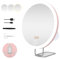 JJhxr 30X Magnifying Mirror With Light, 6 Large Makeup Mirror, 3 Colors Dimmable LED With 360° Table Stand, Portable Magnified With 3 Suction Cups (Pink)