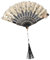 Lurrose Hand-Held Fans Folding Hand Fans Women Folding Vintage Fan Elegant Rose Pattern for Wedding Party Photography Props Black Sunflower Gold Embroidery Fan Pendant