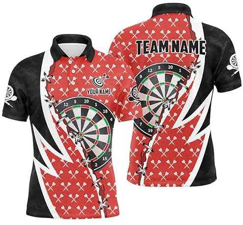 Personalisierte Dartscheibe mit schwarzem und rotem Design – Herren & Damen Darts-Polos & Quarter-Zip Shirt und individuelle Darts-Team-Trikots T1256
