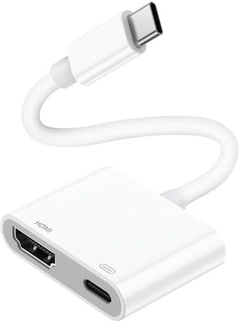 USB-C auf HDMI Adapter, 4K Typ-C auf HDMI Adapter with 100W Charging HD Video Audio Sync Bildschirmkonverter AV Adapter für iPhone 16/15 Series iPad MacBook, Mehr USB-C Phones Tablet Laptop usw