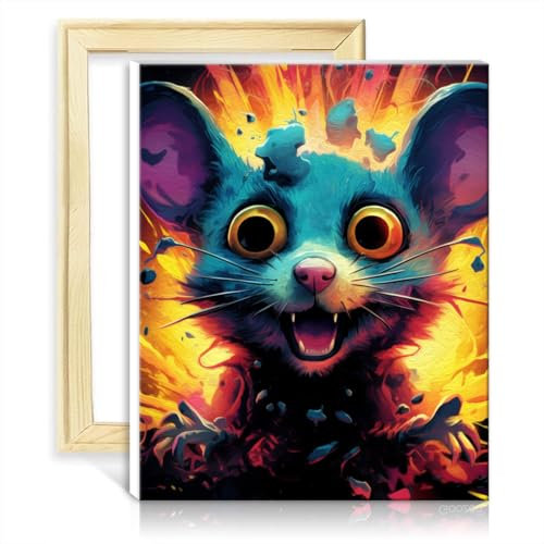 TANGFEIY Malen-nach-Zahlen-Wandbild auf Leinwand, Maus, DIY-Stoffdekorationsset mit Pinseln und Acrylpigmenten, Bild für die Heimdekoration, ohne Rahmen (40 x 50 cm)