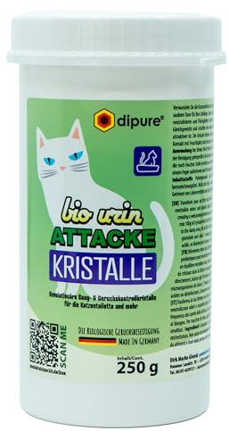 dipure® Bio Urin Attacke Kristalle – Probiotischer Katzentoilettenzusatz gegen Gerüche Effektiver Geruchsneutralisator Geruchsentferner für Katzenurin mit Mikroorganismen, 250g