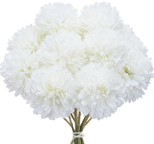 Minnhua 12 Piezas Hortensia Artificial, Seda Flores Artificiales Decoracion, Flores Preservadas, Flores Secas Decoracion para Decoración de Fiestas en el Jardín del Hogar Decoracion Hogar (Blanco)