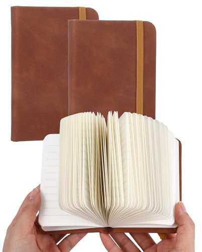 GooDengFull 3 Stück A7 Leder Notizbuch Klein Notebook Pocketbook Kleines Notizbuch Mini Liniert Taschenbuch Mini mit Gummiband Lesezeichenkleines mit Register für Schule, Reisen, Studium(Braun