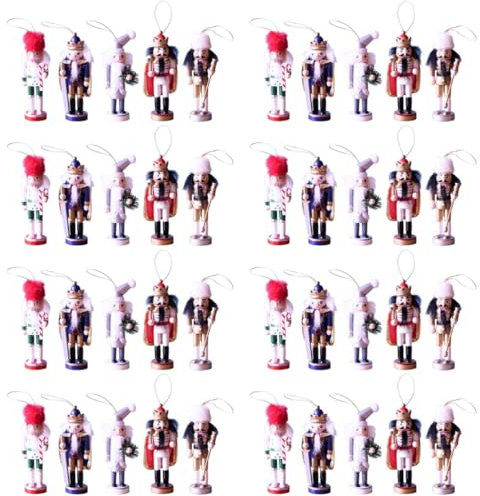 PRETYZOOM 8 Set Noce Decorazione Appeso All'albero Di Natale Il Decorazioni Scrivania Pupazzi Natalizi Arredamento Schiaccianoci in Legno Ornamento Natalizio Di Legno 5 Pezzi * 8