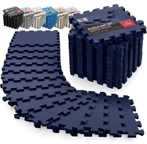 Tapis de Sport de Sol Salle de Fitness - Dalles en Mousse sans BPA + Bordures | Matelas Puzzle Tatami EVA Caoutchouc pour Matériel Gym Banc de Musculation Course Garage Piscine Isolation